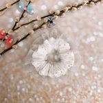 White And Silver Metallic Squares Studs Double Layered Tutu Scrunchie Photo 0