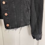 Gap Collarless Puff Sleeve Washed Black Denim Jacket Photo 3