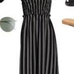 Ali & Jay  Black & White Striped Smocked Mini Dress Photo 1