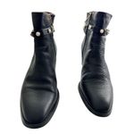 Catherine Malandrino 8.5 Jooji Ankle Bootie Black Faux Leather Pearl strap Photo 1