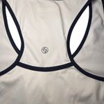 Lija Womens White Athletic Tank Top‎ Navy Trim Sleeveless Activewear Size Large Photo 3