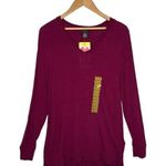 Adrianna Papell New Womens M V Neck Long Sleeve Textured Tunic Burgundy Glow Photo 0