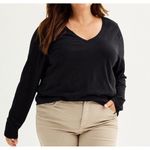 Sonoma T-Shirt Plus Sz The Everyday Tee V-Neck Long Sleeve Black 3X Women's New Photo 2