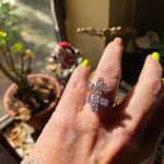 Double Flower Cz Heavy Sterling Silver Ring 2009 Era Pink Size 8 Photo 3