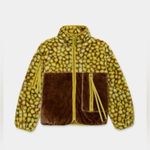 UGG  brown and yellow animal print faux fur oversized full zip hoodie small Photo 3