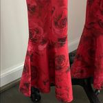 SheIn  Red Floral Jumpsuit Womens Sz Large Strapless Peplum Ankle Photo 3