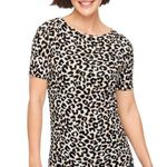 Talbots  open neck pullover sweater top in abstract cheetah size M Photo 0