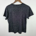 Susan Graver Short Sleeve Top Women M Black Metallic Knit Sparkle Party Retro Photo 5