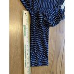 Chico's  Zenergy Tunic Top Size 1 Blue‎ White Striped Shark Bite Hem Pleated Photo 4