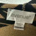 Avenue Cardigan Women 18/20 Tan Black Hooded Open Front Long Geometric Print Photo 1