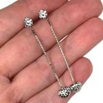 18KT SOLID WHITE GOLD RHODIUM HEART DANGLE EARRING ENHANCERS W/ FREE 14KT STUDS Photo 12