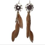Dream Catcher Feather Brown Earrings NEW Photo 0