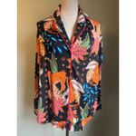 Room Service XL Tiger Floral Print Pajama Set Sleepwear boho whimsi tiger black Photo 2