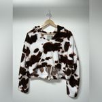 Urban Outfitters Fuzzy Cropped Sweater Cow Print Size Small Photo 1