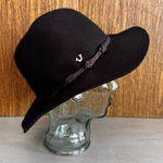 True Religion  Womens Wool Black Wide Brim Fedora Homburg Hat‎ Classic Chic 22” Photo 0