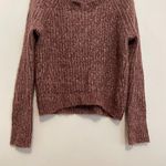 EXPRESS Purple White Marled Fuzzy Chunky Knit Thumbholes Round Neck Sweater XS Photo 3