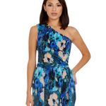 Dress the Population NWT  Bella Dress One Shoulder Blue Floral Maxi Size S Photo 3