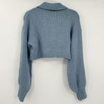 We Wore What Womens Oversized Cropped Chunky Knit Polo Sweater Size S Storm Blue Photo 7