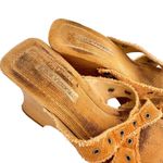 Jolie Victoria Corduroy Grommet Platform Wedge Slip On Sandals Size 7.5 Brown Photo 2