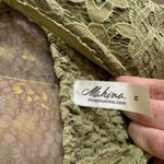 Mahina  Hawaii Olive Green Crochet Top Boho Eyelet Maxi Dress Medium Photo 6