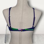 Tinibikini Reversible Tropical Floral Accent Blue Bikini Criss Cross Top Size S Photo 3