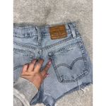 Levi's Premium Shorts Womens 24 Blue Denim Wedgie Short Big E Distressed 24x3 Photo 2