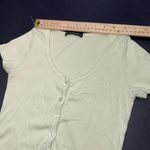 Brandi Melville Green Minimalist Full Button Cotton Crop Short Sleeve Top 0 Photo 7