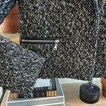 EXPRESS Heavyweight Black & White Tweed Zipper Pocket Blazer Jacket, 4 Photo 3