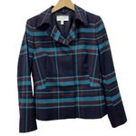 Hugo Boss Blue/brown/navy Plaid Virgin Wool Snap Buttons Blazer size 6 Photo 0
