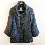 Anthropologie Jacket Yoana Baraschi Black Crinkle Coat Snap Front Sz M GUC Photo 1