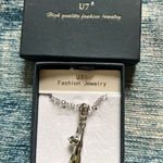 U7 Silver Tone Cat Rhinestone Fashion Necklace Silver Photo 0