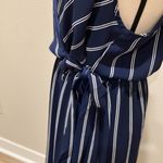 Scobe  blue white striped front wrapped dress side split 5G Photo 3