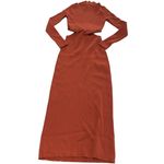 Ronny‎ Kobo Dress Womens Medium Orange Cut Out Knit Twisted Sweater Mock Neck Photo 2
