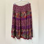 Vintage 90s Carole Little Silk Boho Patchwork Skirt 14W Purple Photo 7