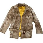 American Vintage Vintage 70s Handmade Leather Midi Trench Jacket Brown Belted Long Sleeve Medium Photo 0