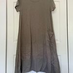 Soft Surroundings  Loria Dress Midi Shark Bite Asymmetrical Dress Linen Cotton L Photo 3