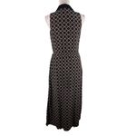 Talbots Pure Silk Midi Shirt Dress 6 Black Tan Pockets Lined Photo 3