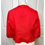 Target Merona Red Collarless Linen Cropped Balzer Jacket w/ 3/4 Sleeves Hook Closure XS Photo 2
