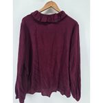 Velvet by Graham & Spencer Burgundy Ruffle Front Long Sleeve Blouse Top Large Purple Photo 2