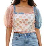 Storia  Mesh Tinkerbell Crop Top Daisy Appliques NWOT Size‎ Small Photo 0