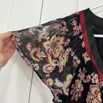 Nicole Miller Size 6 Black and Red V-Neck Floral Beaded Cap Sleeve Dress Photo 6