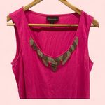 Dana Buchman Cute pink sleeveless metallic beaded collar jewel-look flowy top  Photo 2