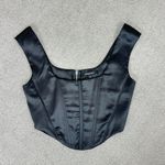 Olivaceous Satin Corset Top Black Medium Sleeveless Crop Photo 12