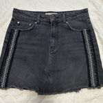 Free People Black Jean Shorts with Embellished Trim Photo 0