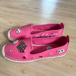 Karl Lagerfeld  Espadrille Shoes Flats Pink Embellished Cat Skull KL Logo 9.5 US Photo 4