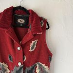 County Clothing Co Sweater Vest Vintage Large Red Leaf Pattern Button Up‎ Photo 1
