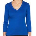 Rafaella  blue embellished ¾ sleeve top size medium Photo 0