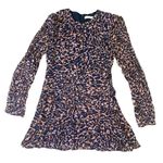 Stevie May Unleashed Mini Dress Long Sleeve Fun Print Size XL Women's NWT Blue Photo 0