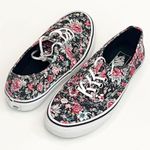 Vans Black Floral Lace Up Canvas Low Top Sneakers Shoes Size 8.5 Photo 0