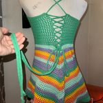 Crochet mini dress in green and purple hues Multiple Size M Photo 0